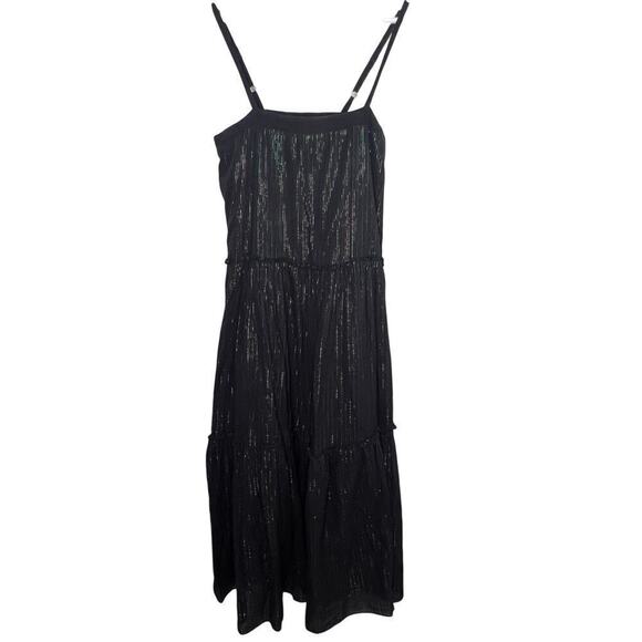 Nation LTD Rainbow Metallic Tiered Black Maxi Dress Women's Size S - Picture 1 of 9